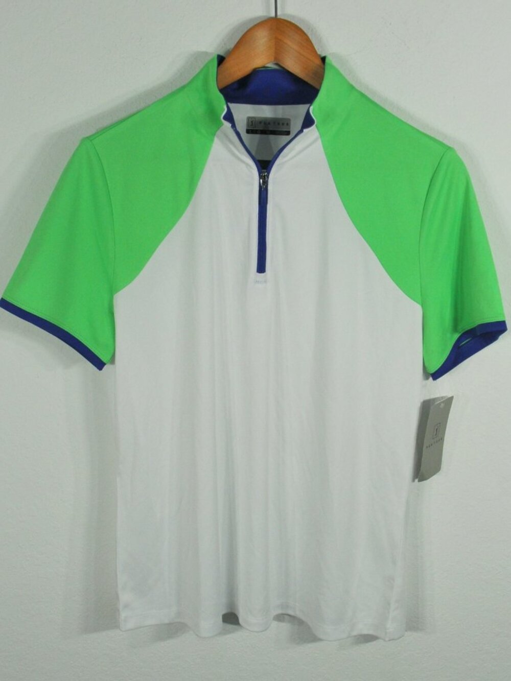 Pga Tour Women's Golf Polo Shirt L 3/4 zip Short Sleeve Bright White NWT